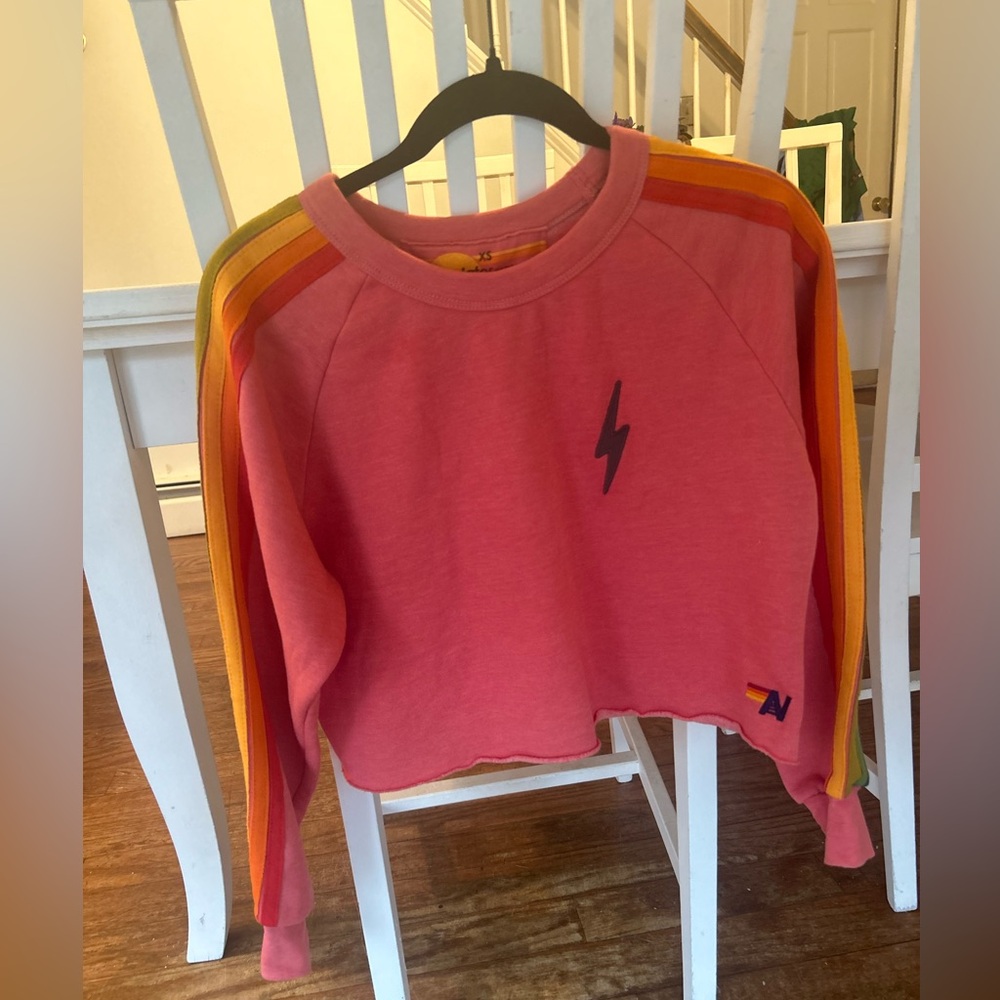 Aviator Nation cropped sweatshirt, stripe collection size xs. New without tags